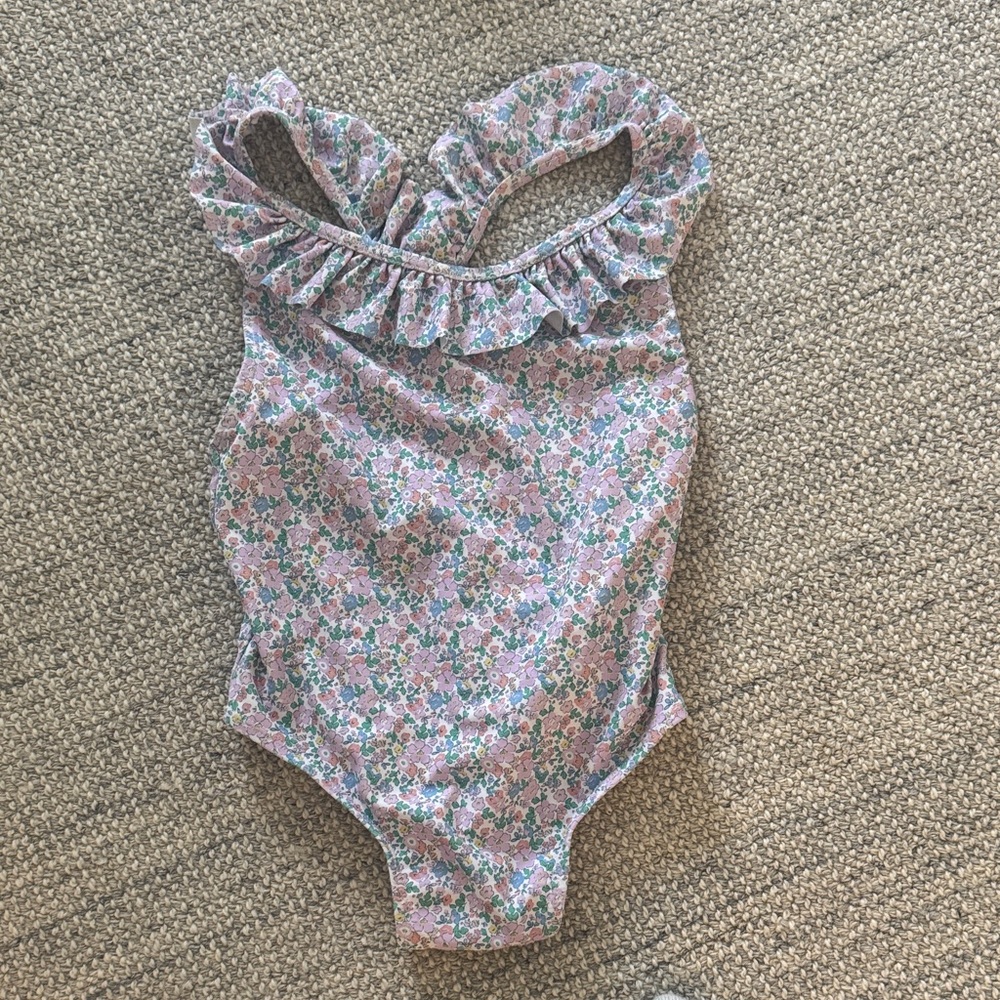 Floral Ruffle Kids Swim One Piece